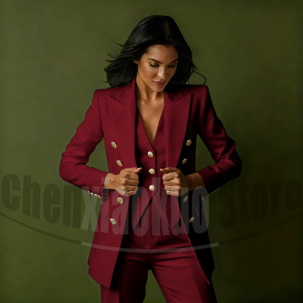 Women's Double Breasted Three  - Women Formal Wear Blazer Set reseña y precio