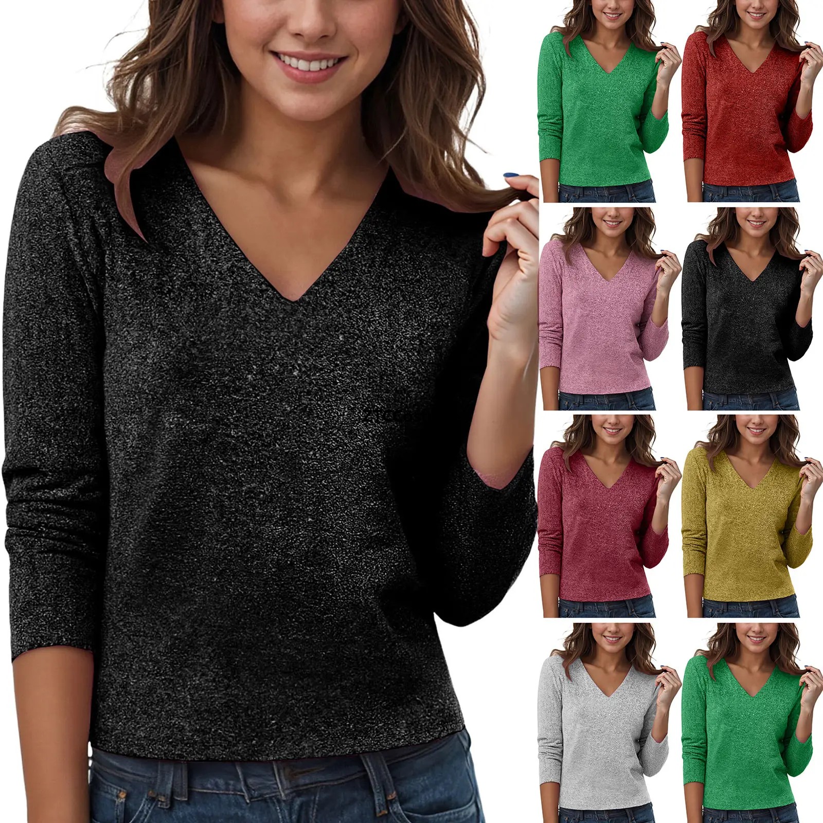 Cosplay Sequin V Neck Long Sle - Women Formal Blouses For Evening Wear reseña y precio