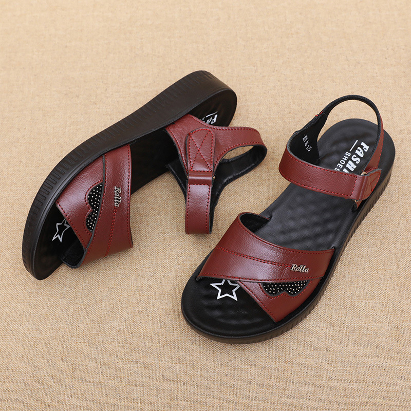 Black Leather T-Strap Peep Toe - Formal Women Daily Wear Sandals reseña y precio