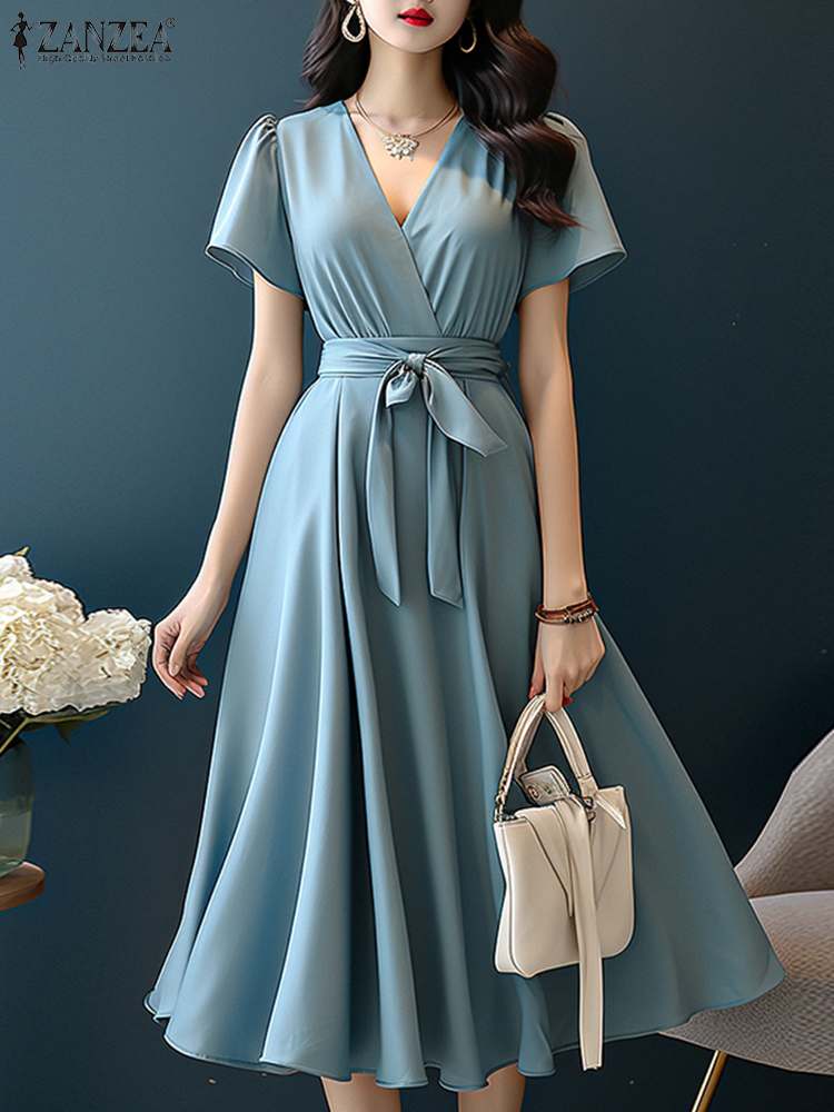 ZANZEA 2024 Elegant Short Slee - Women Formal Wear Zara reseña y precio