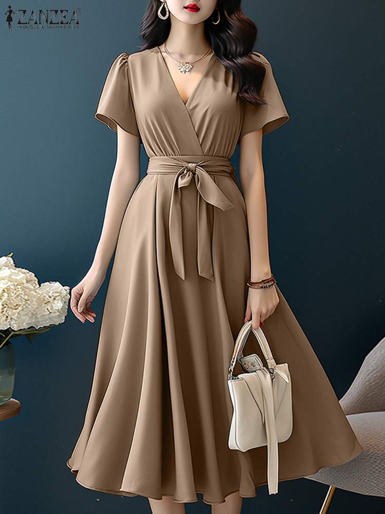 ZANZEA 2024 Elegant Short Slee - Women Formal Wear Zara reseña y precio