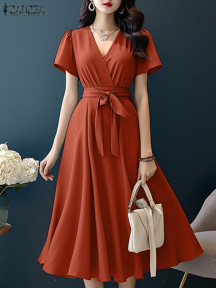 ZANZEA 2024 Elegant Short Slee - Women Formal Wear Zara reseña y precio