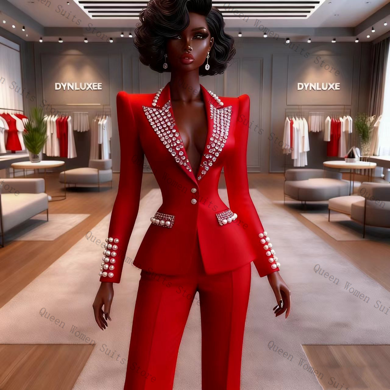 Pearls Red Women Suit Pants Se - Women Formal Wear Blazer Set reseña y precio