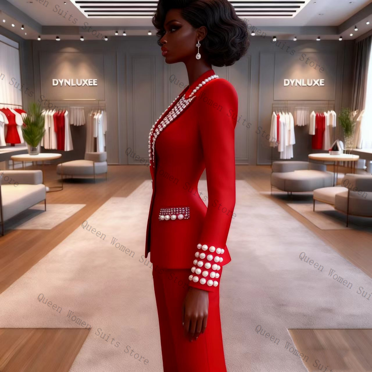 Pearls Red Women Suit Pants Se - Women Formal Wear Blazer Set reseña y precio