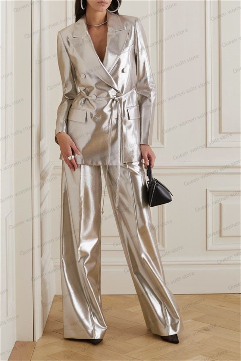 Shiny Satin Wedding Women Suit - Women Formal Wear Blazer Set reseña y precio