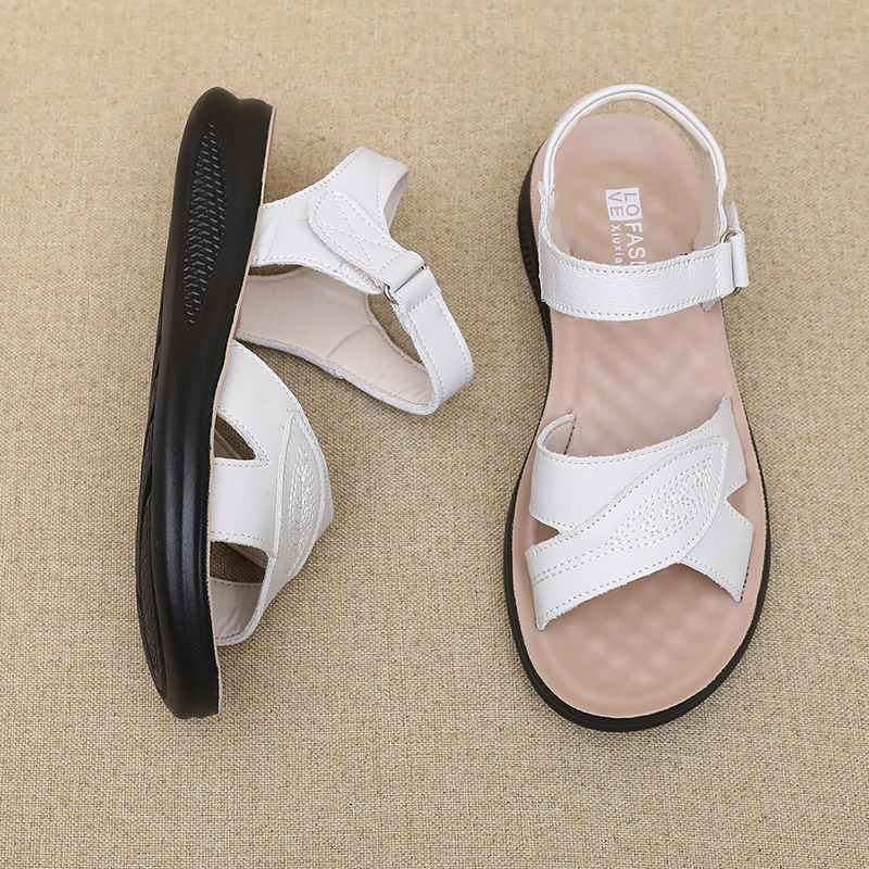 Black Leather T-Strap Peep Toe - Formal Women Daily Wear Sandals reseña y precio