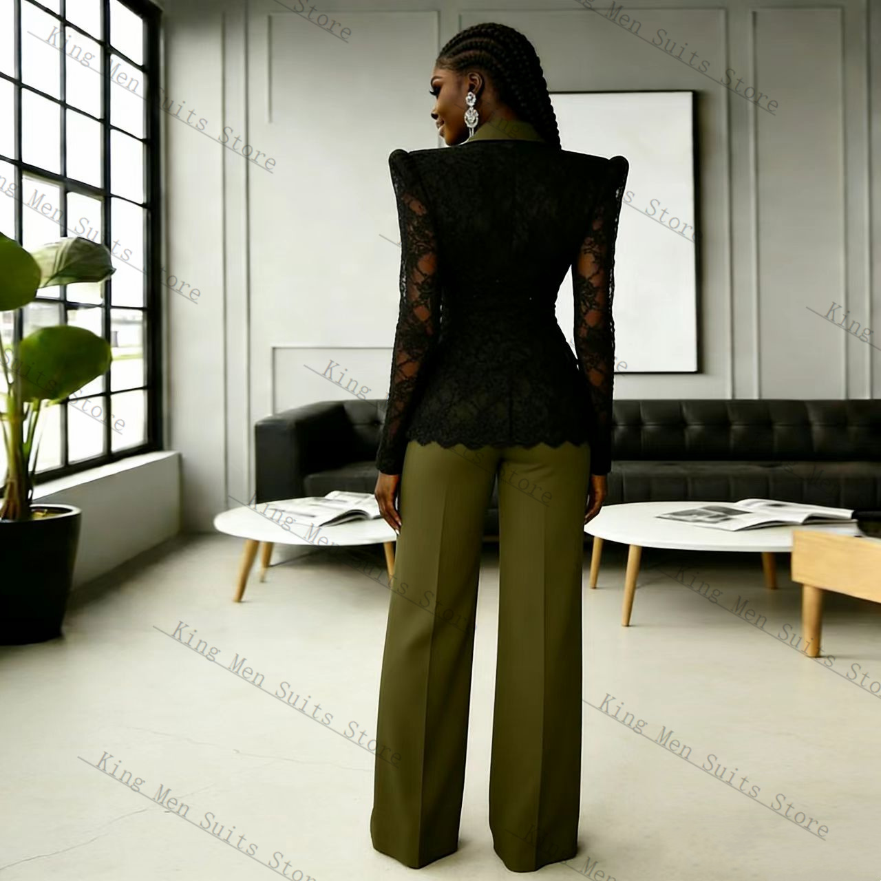 Green Black Lace Women Suit Se - Women'S Formal Wear For A Wedding Guest reseña y precio