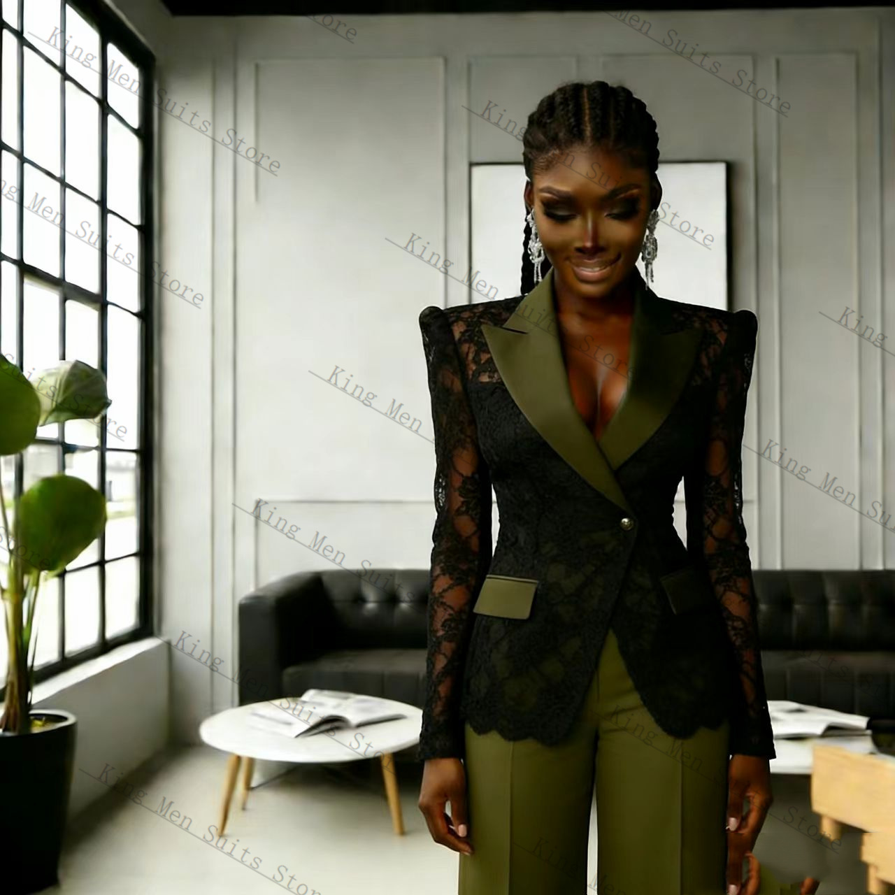 Green Black Lace Women Suit Se - Women'S Formal Wear For A Wedding Guest reseña y precio