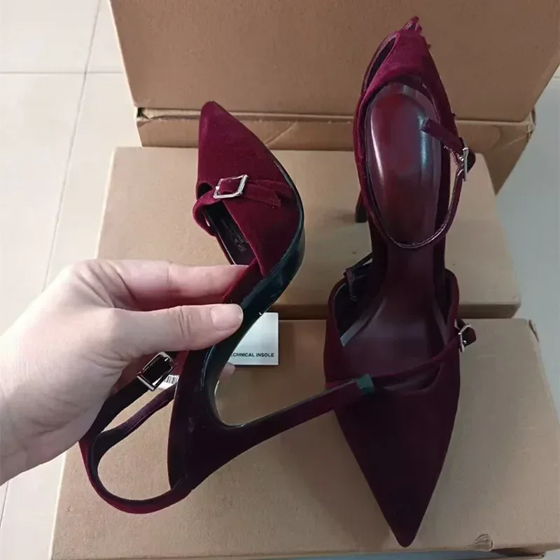 Luxury Velvet Ankle Strap Wome - Slingback Heel Formal reseña y precio