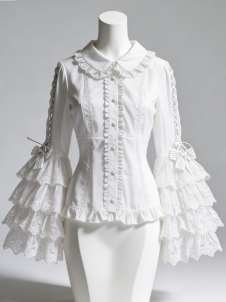 Sweet Lolita Blouse Lace Trim  - Women Formal Blouses For Evening Wear reseña y precio