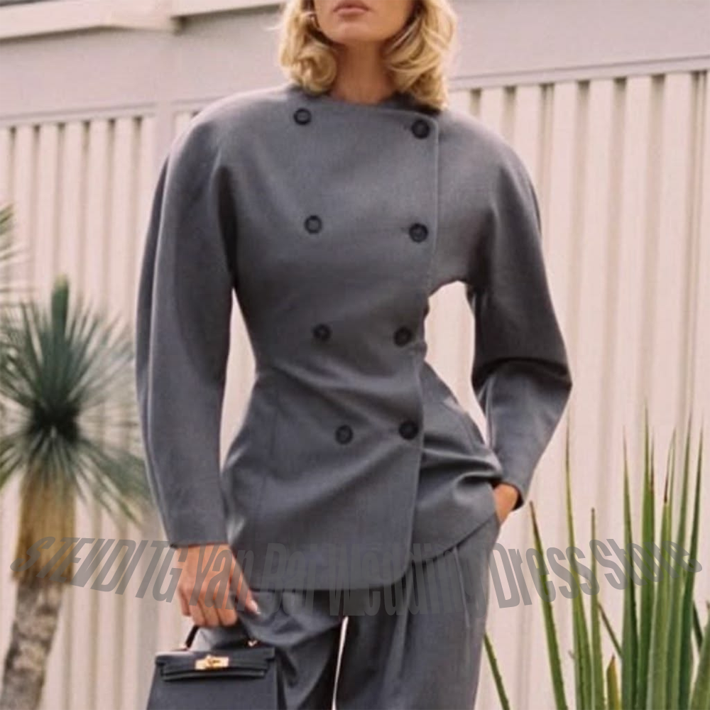 Classic Grey Women's Suit Set  - Women Formal Wear Blazer Set reseña y precio