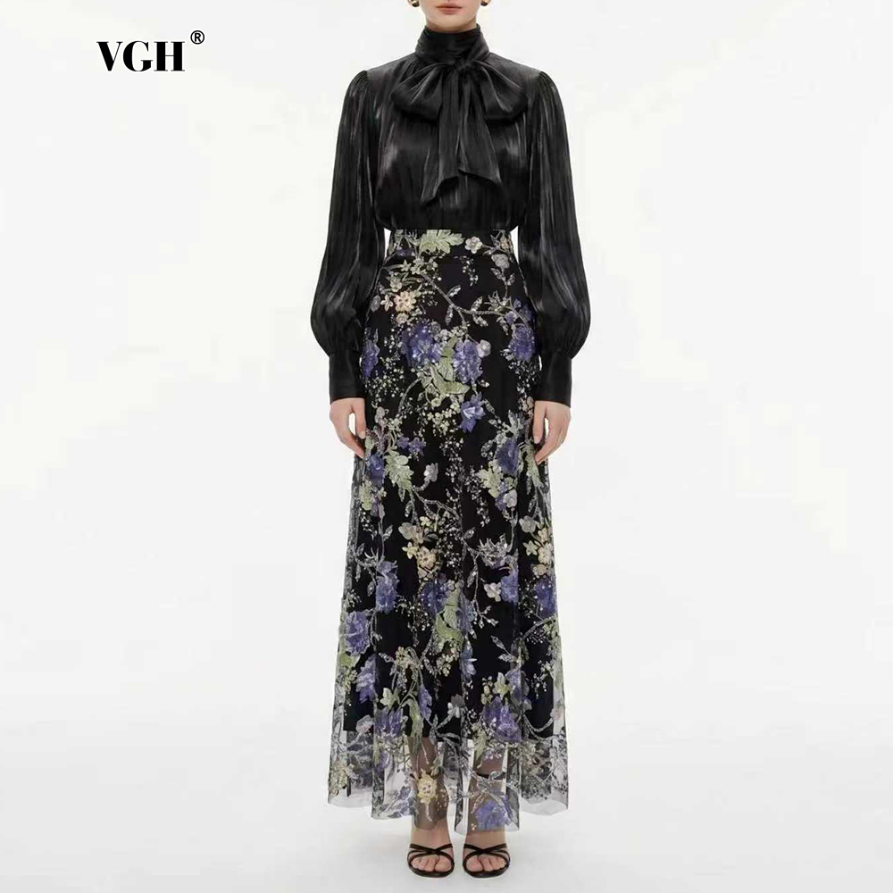 VGH Elegant Chic Black Floral  - Women Formal Blouses For Evening Wear reseña y precio