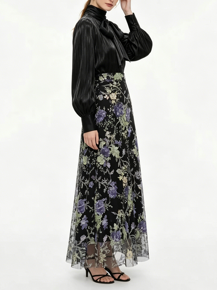 VGH Elegant Chic Black Floral  - Women Formal Blouses For Evening Wear reseña y precio