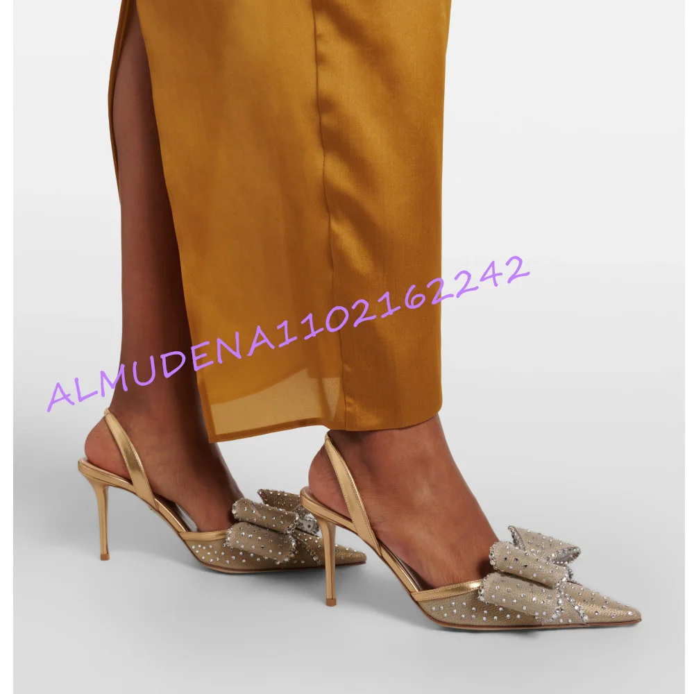 Women Champagne Mesh Rhineston - Slingback Heel Formal reseña y precio