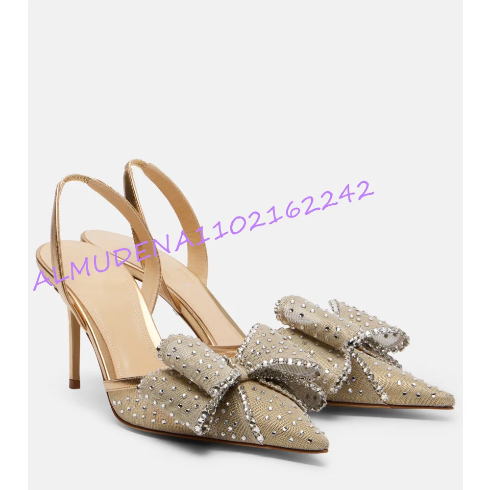 Women Champagne Mesh Rhineston - Slingback Heel Formal reseña y precio