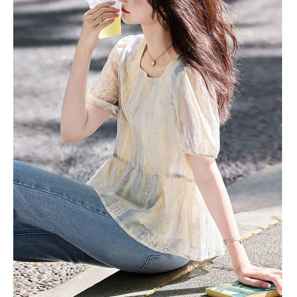 Women Korean Style Loose Puff  - Women Formal Blouses For Evening Wear reseña y precio