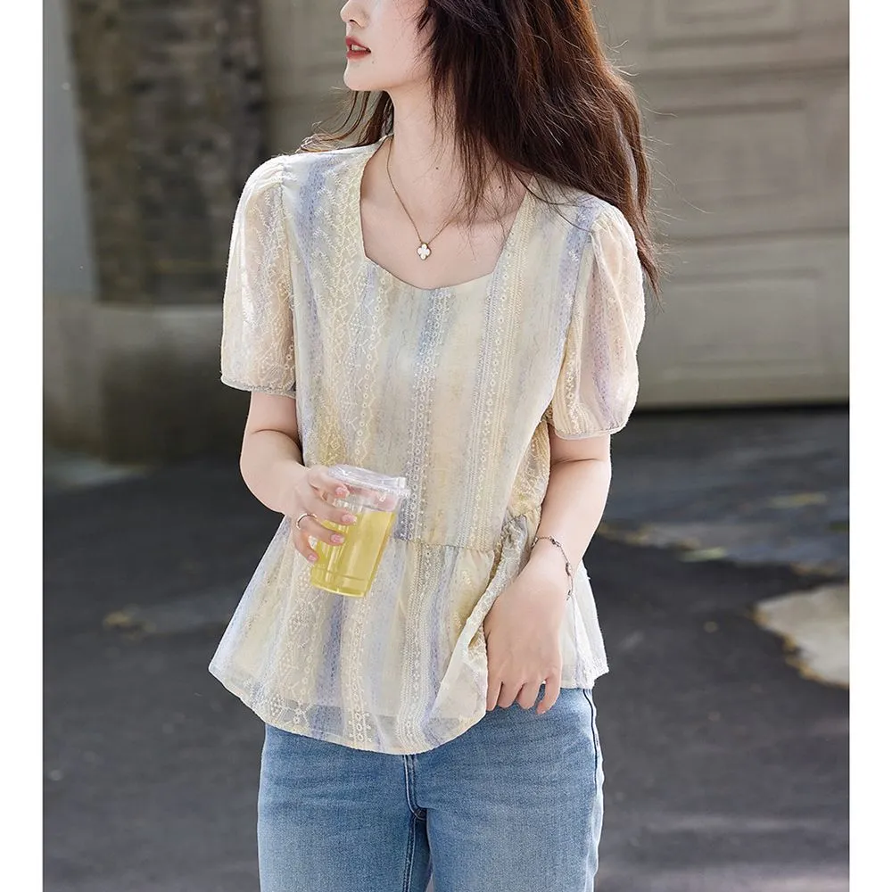 Women Korean Style Loose Puff  - Women Formal Blouses For Evening Wear reseña y precio