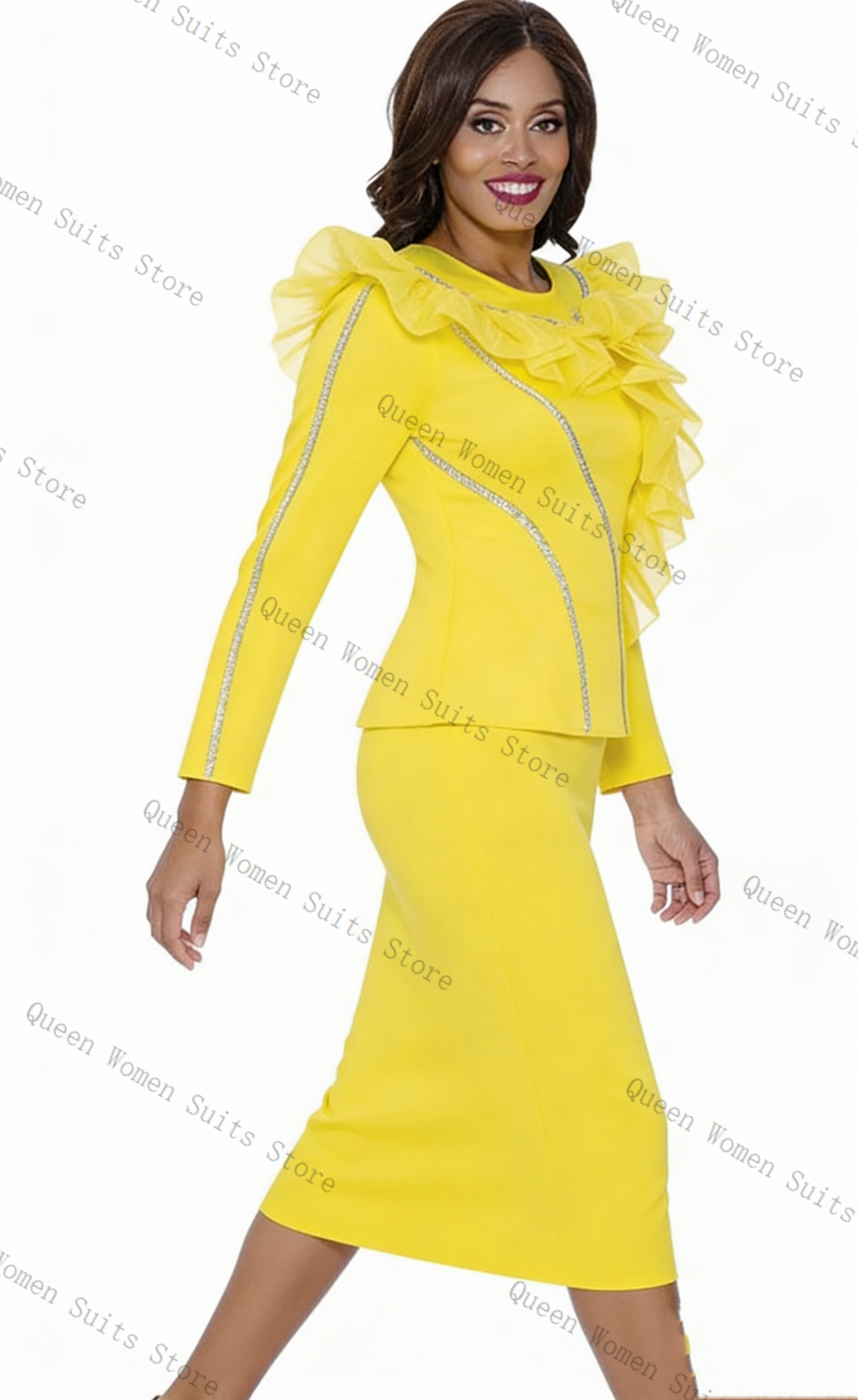Crystals Yellow Women Suit Ski - Women'S Formal Wear For A Wedding Guest reseña y precio