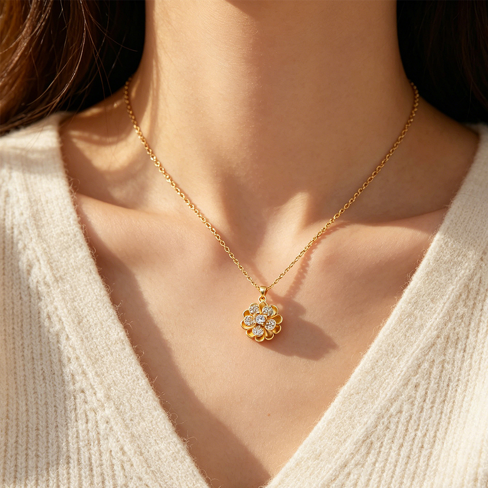 Layered Flower Pendant Necklac - Women Formal Wear For Meeting reseña y precio