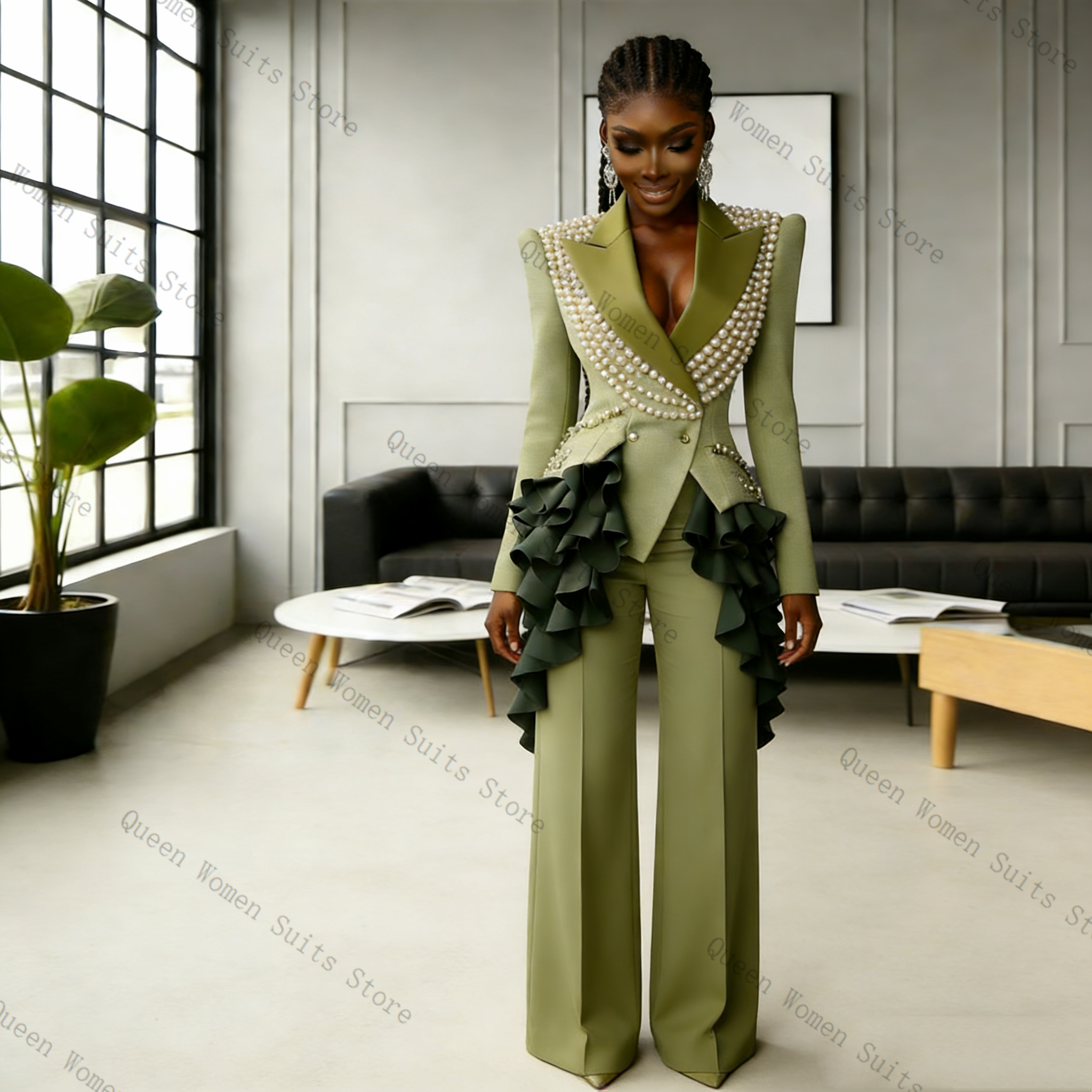Luxury Pearls Women Suit Pants - Women Formal Wear Blazer Set reseña y precio