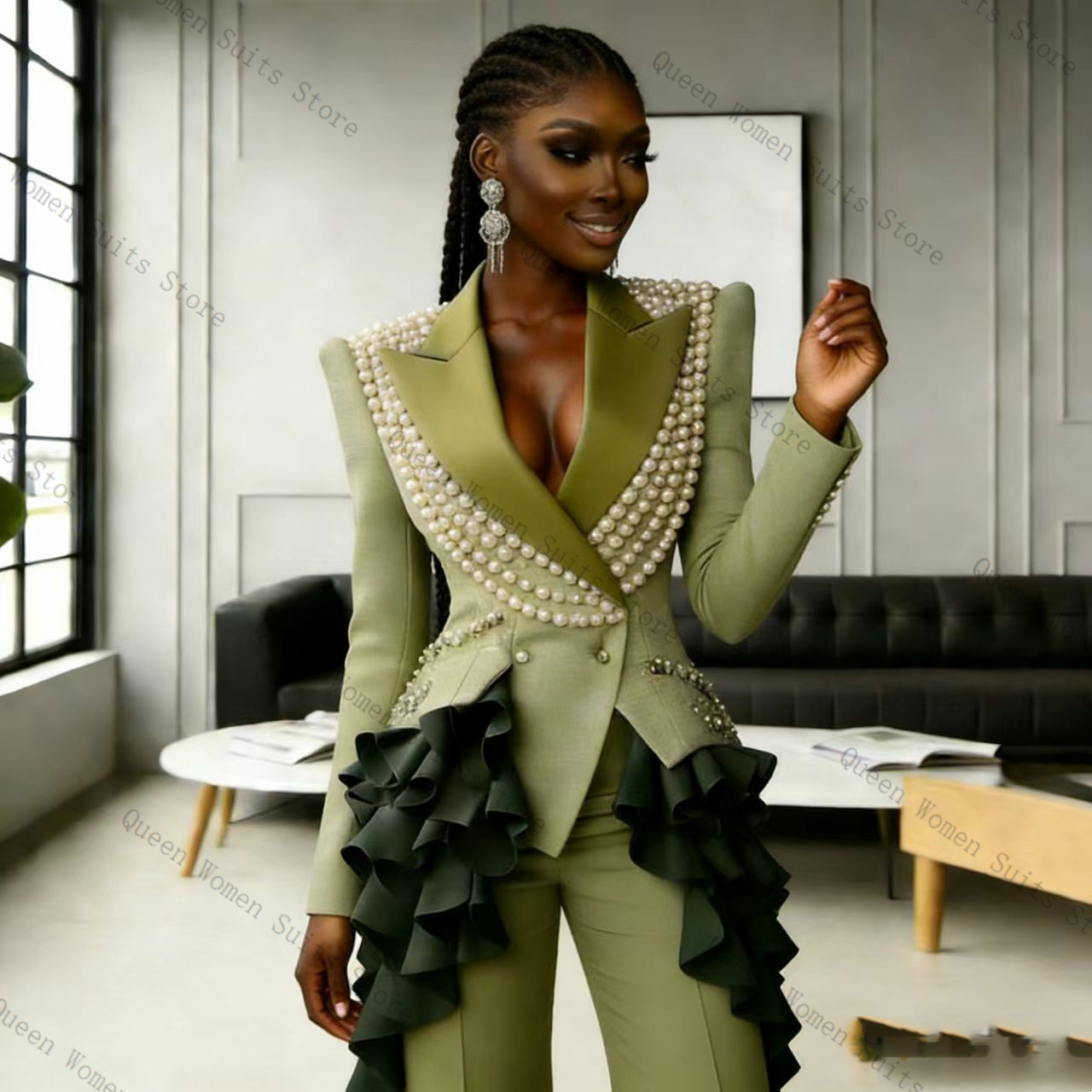 Luxury Pearls Women Suit Pants - Women Formal Wear Blazer Set reseña y precio